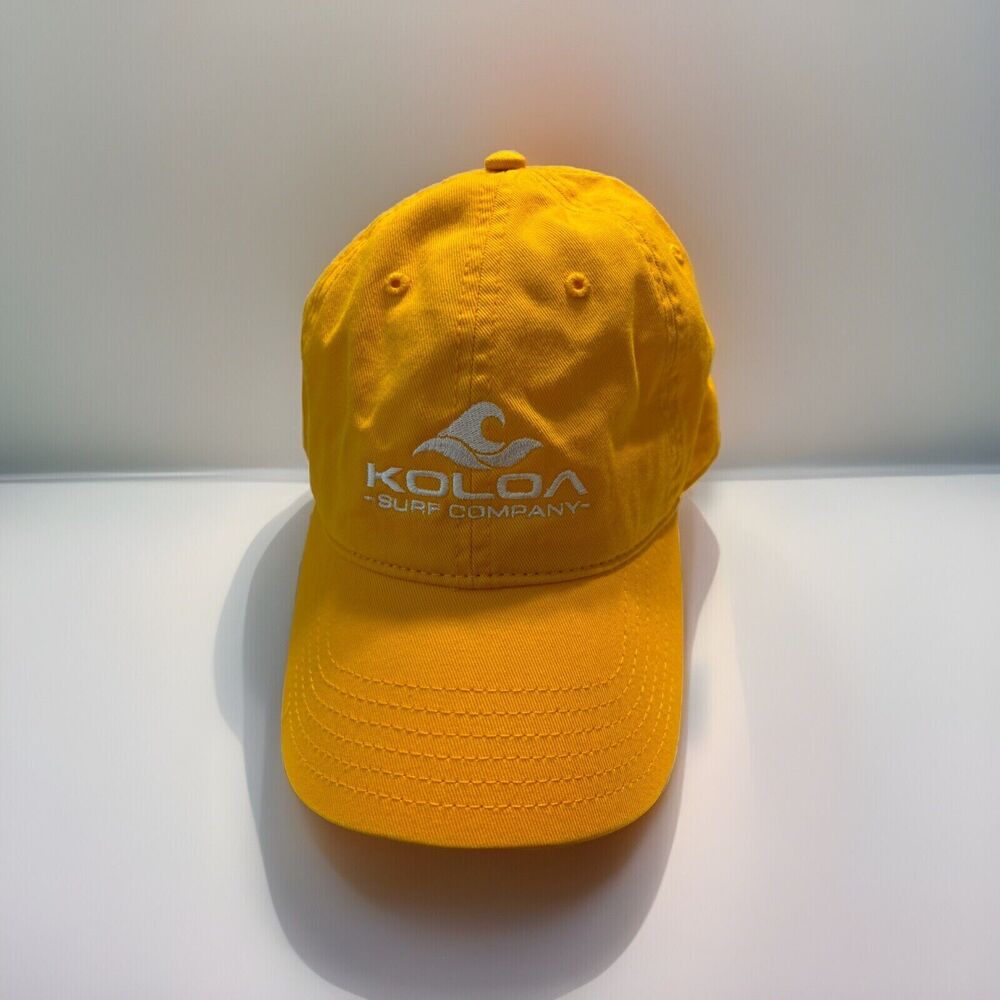 Koloa Embroidered Wave Logo Baseball Dad Hat Low Profile, Gold/W